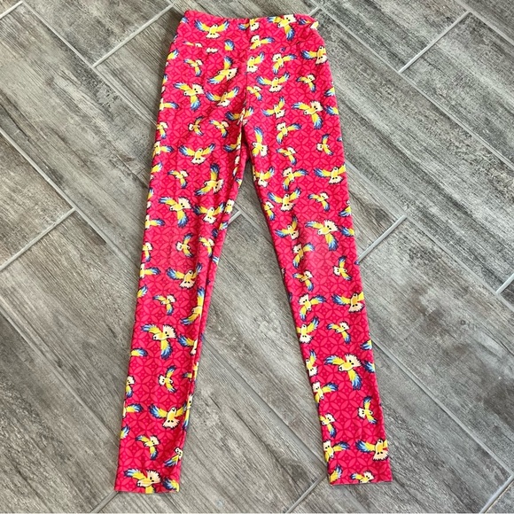 Patterned Leggings Parrot Print Bright Pink Casual Comfy Softcore Size XS - Picture 2 of 6